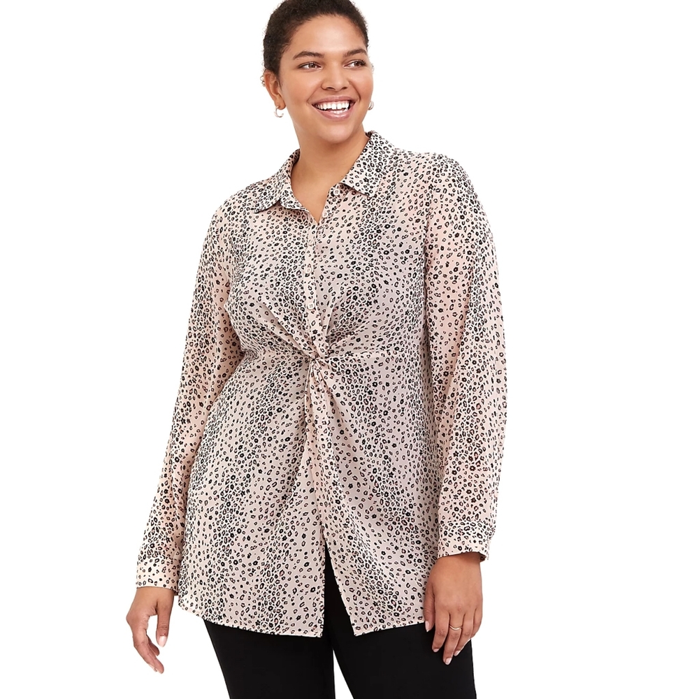 Torrid Leopard Chiffon Twist-Front Tunic